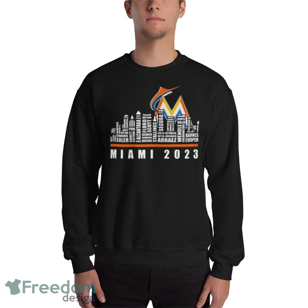 Miami Marlins 2023 Season Team Players Names In City Shirt - Bring