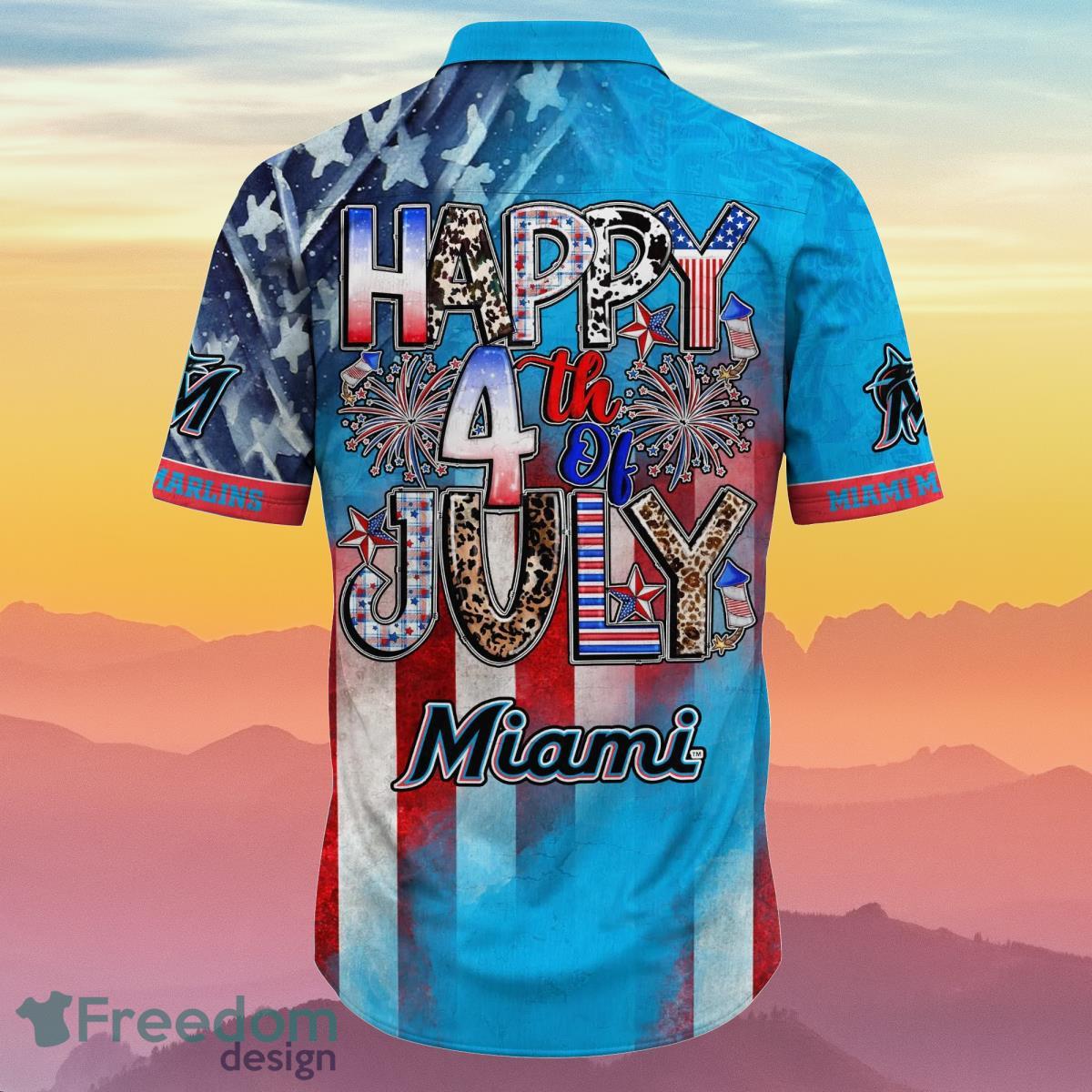 Miami Marlins MLB Custom Name Sunset Hawaiian Shirt Gift For Fans -  Freedomdesign