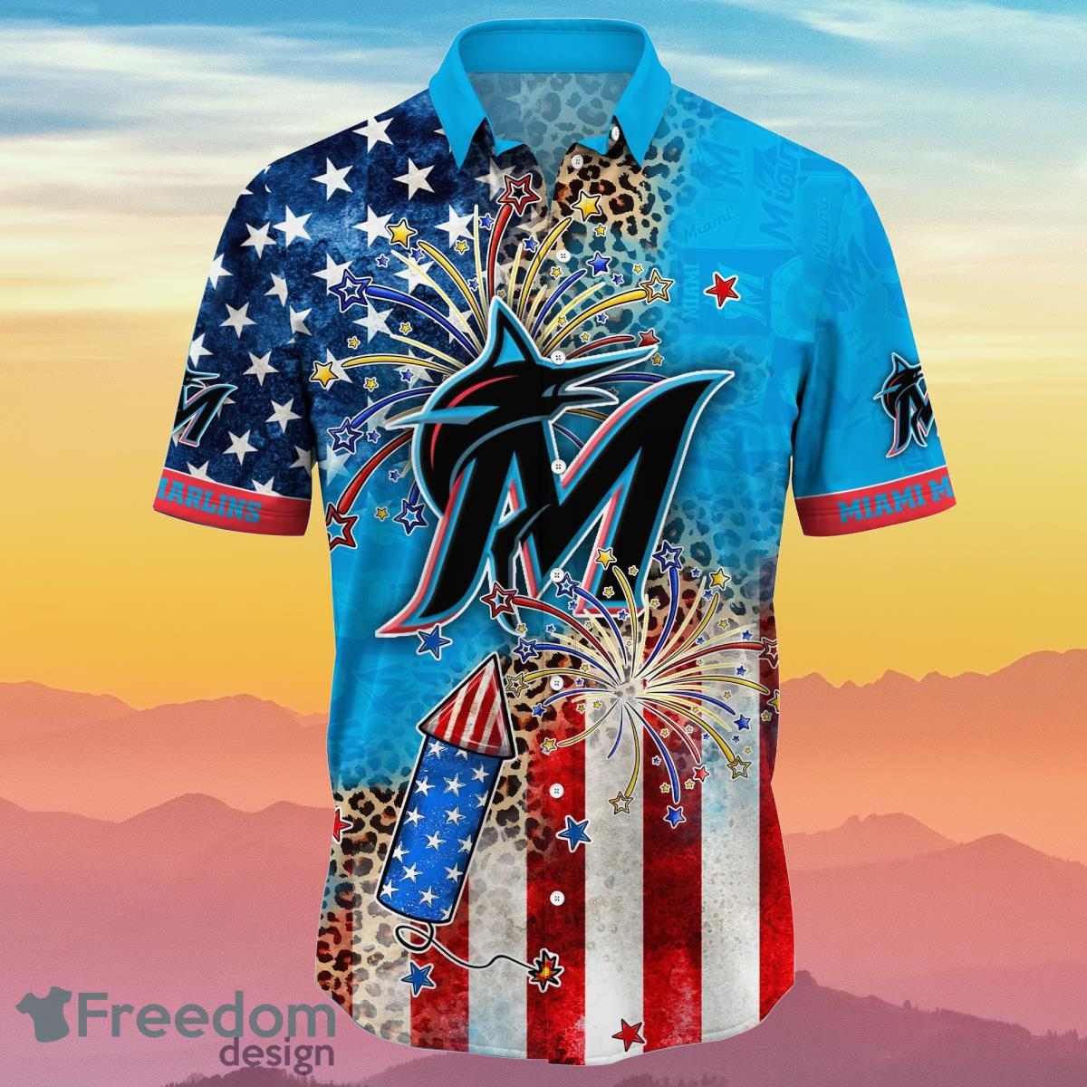 Miami Marlins MLB Hawaiian Shirt 4th Of July Independence Day Ideal Gift For Men And Women Fans Product Photo 2