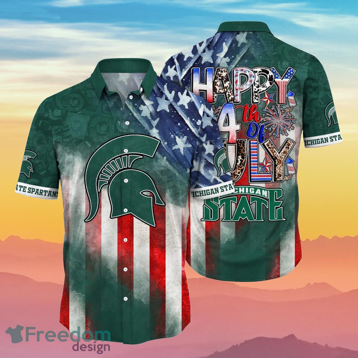 Michigan State Spartans NCAA1 Hawaiian Shirt 4th Of July Independence Day Best Gift For Men And Women Fans Product Photo 1