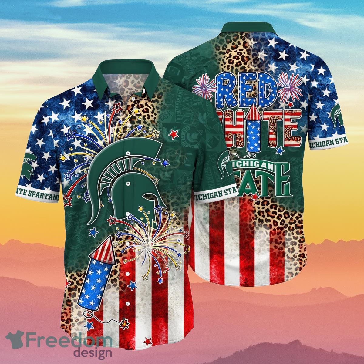 Michigan State Spartans NCAA1 Hawaiian Shirt 4th Of July Independence Day Ideal Gift For Men And Women Fans Product Photo 1