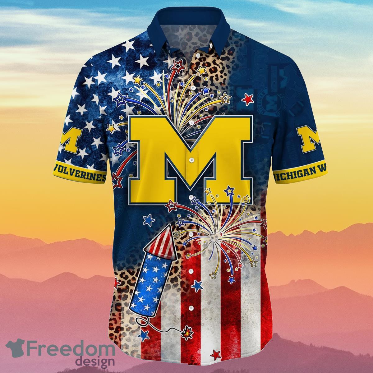 Michigan Wolverines NCAA2 Hawaiian Shirt 4th Of July Independence Day Ideal Gift For Men And Women Fans Product Photo 2