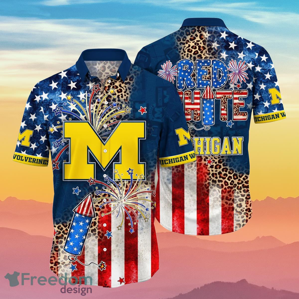 Michigan Wolverines NCAA2 Hawaiian Shirt 4th Of July Independence Day Ideal Gift For Men And Women Fans Product Photo 1