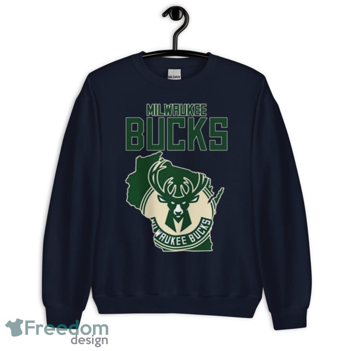 Milwaukee Bucks Basketball Map Logo 2023 Shirt - Unisex Crewneck Sweatshirt-1