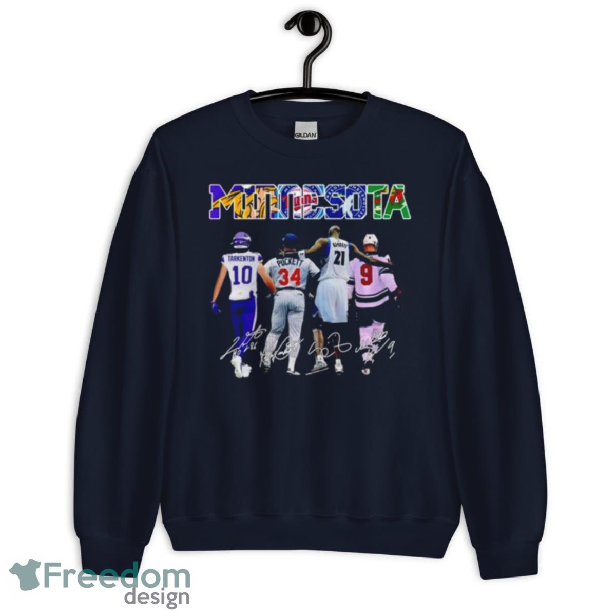 Minnesota sports teams Fran Tarkenton Kirby Puckett Kevin Garnett Mikko Koivu signatures shirt - Unisex Crewneck Sweatshirt-1