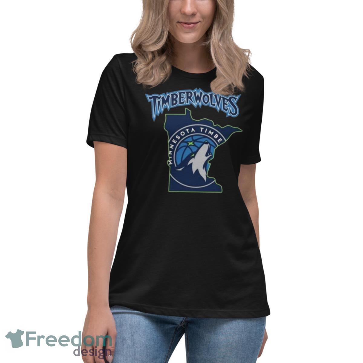 Minnesota Timberwolves Basketball Map Logo 2023 Shirt - Womens Relaxed Short Sleeve Jersey Tee Minnesota Timberwolves Basketball Map Logo 2023 Shirt - Womens Relaxed Short Sleeve Jersey Tee