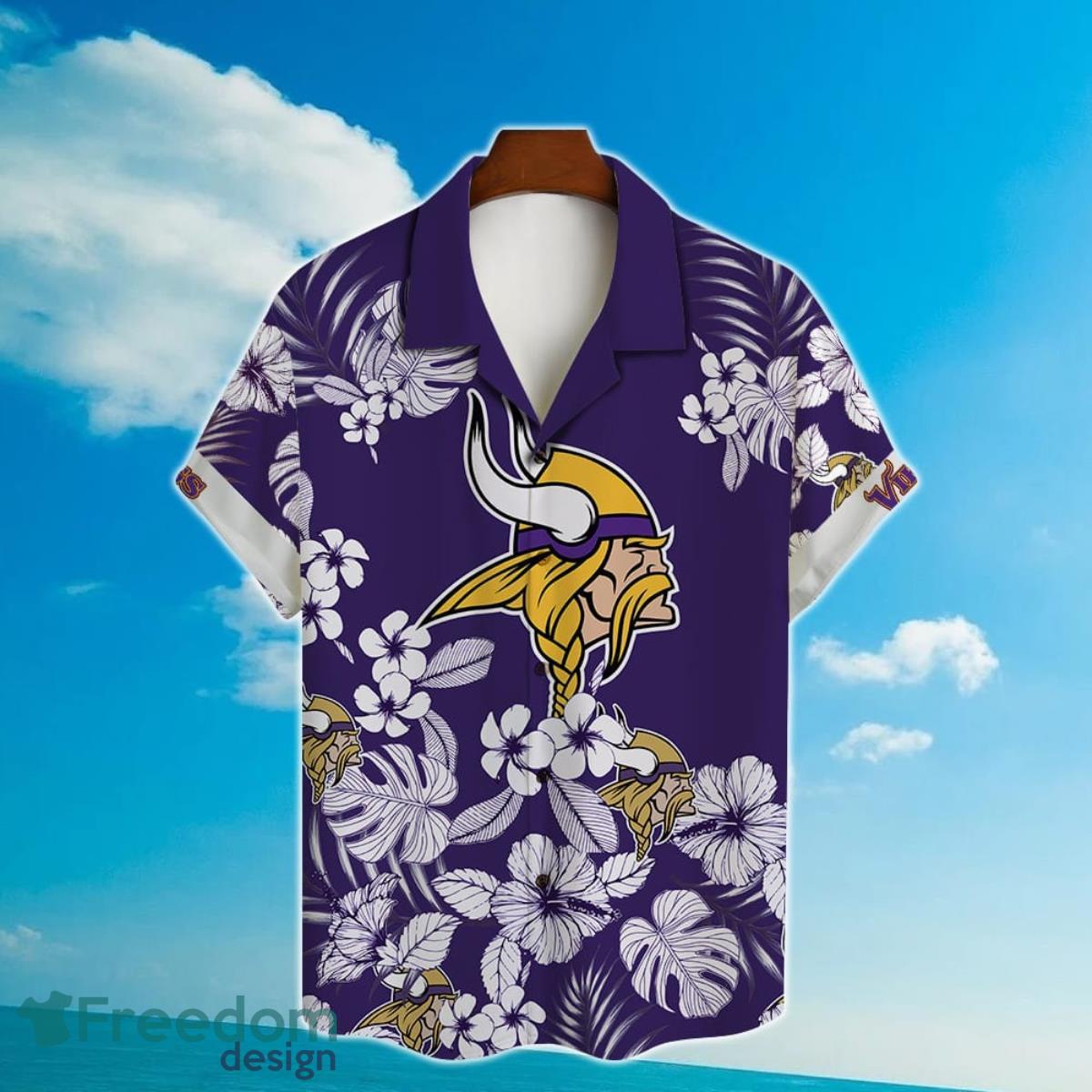 Minnesota Vikings NFL Hibiscus 2023 AOP Hawaiian Shirt For Men Women Product Photo 2