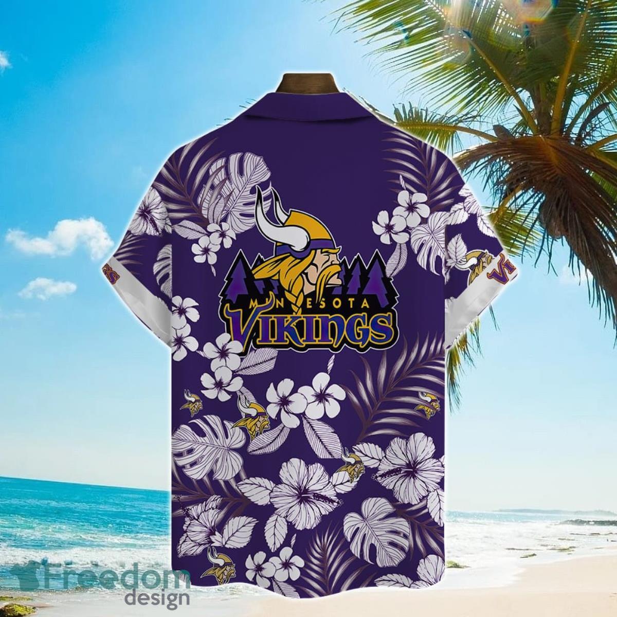 Minnesota Vikings NFL Mens Floral Hawaiian Shirt - Freedomdesign