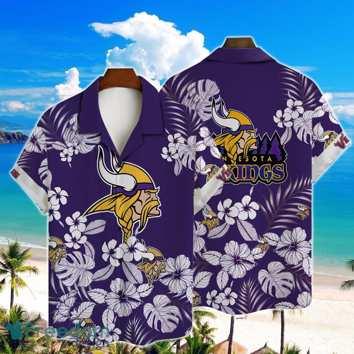 Minnesota Vikings NFL Mens Floral Hawaiian Shirt - Freedomdesign