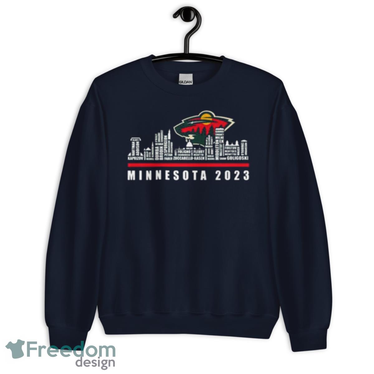 Minnesota Wild 2023 Season Team Players Names In City Shirt - Unisex Crewneck Sweatshirt-1