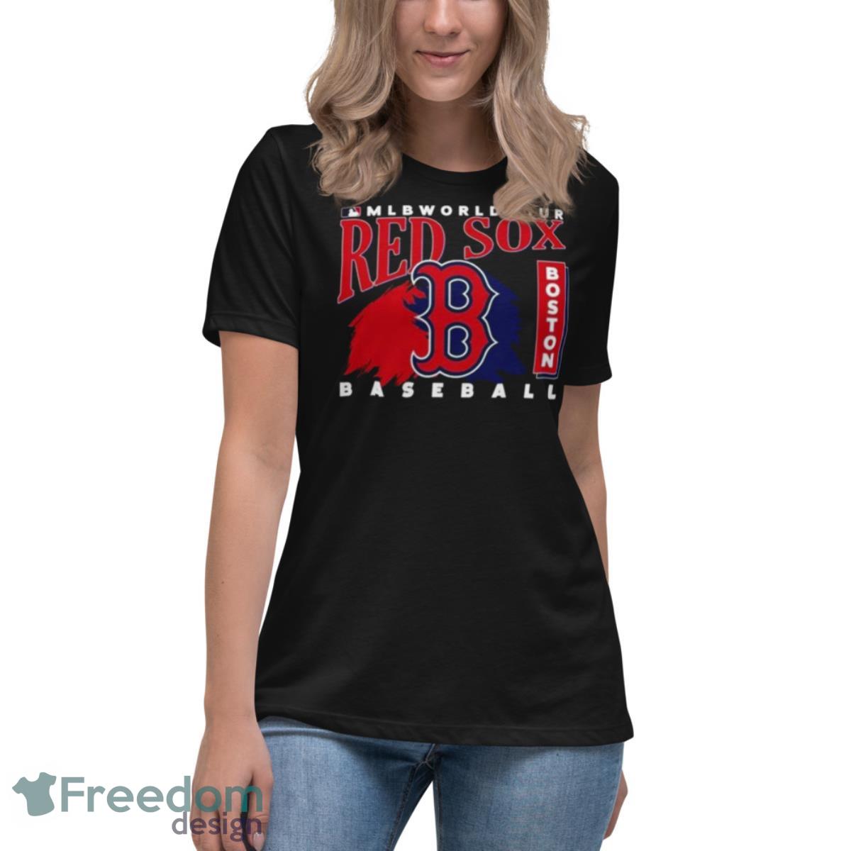 MLB World Tour Boston Red Sox Baseball Logo 2023 Shirt - Womens Relaxed Short Sleeve Jersey Tee MLB World Tour Boston Red Sox Baseball Logo 2023 Shirt - Womens Relaxed Short Sleeve Jersey Tee