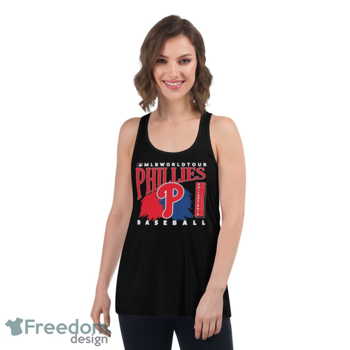 MLB World Tour Philadelphia Phillies Baseball Logo 2023 Shirt - Womens Flowy Racerback Tank MLB World Tour Philadelphia Phillies Baseball Logo 2023 Shirt - Womens Flowy Racerback Tank