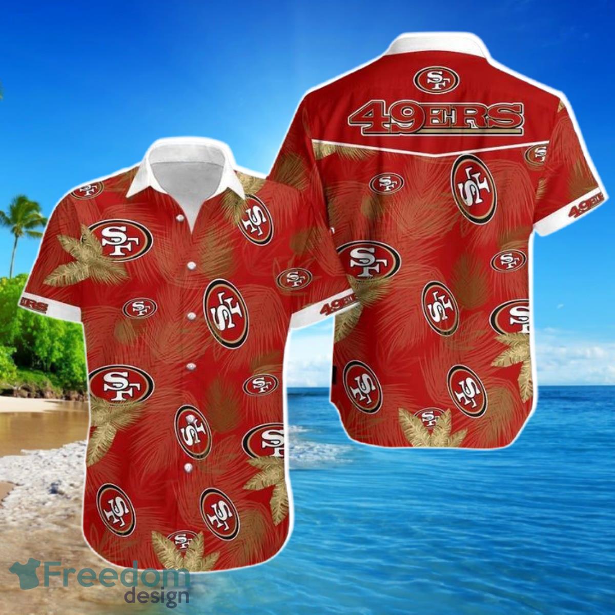 Red Aloha Sugar Skull Nfl San Francisco 49ers Hawaiian Shirt