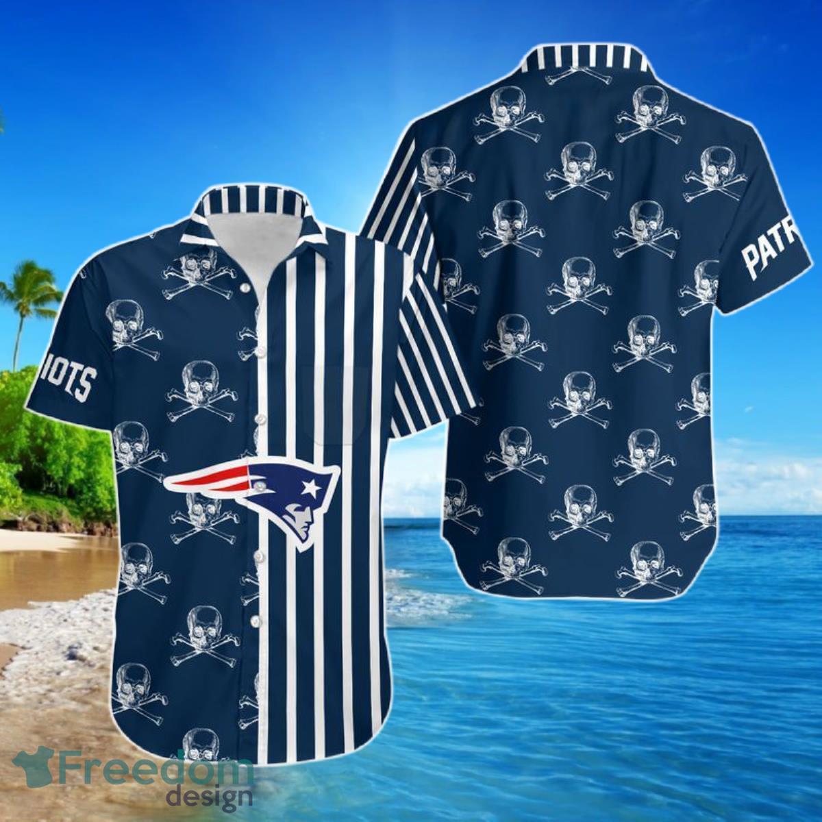 New England Patriots Stripes And Skull Hawaii Shirt For Men Women Product Photo 1