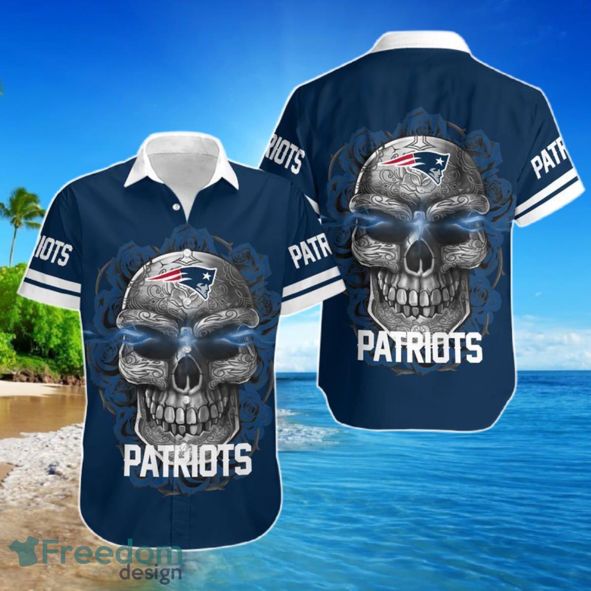 New England Patriots Sugar Skull NFL Gift For Fan Hawaiian Shirt For Men Women Product Photo 1