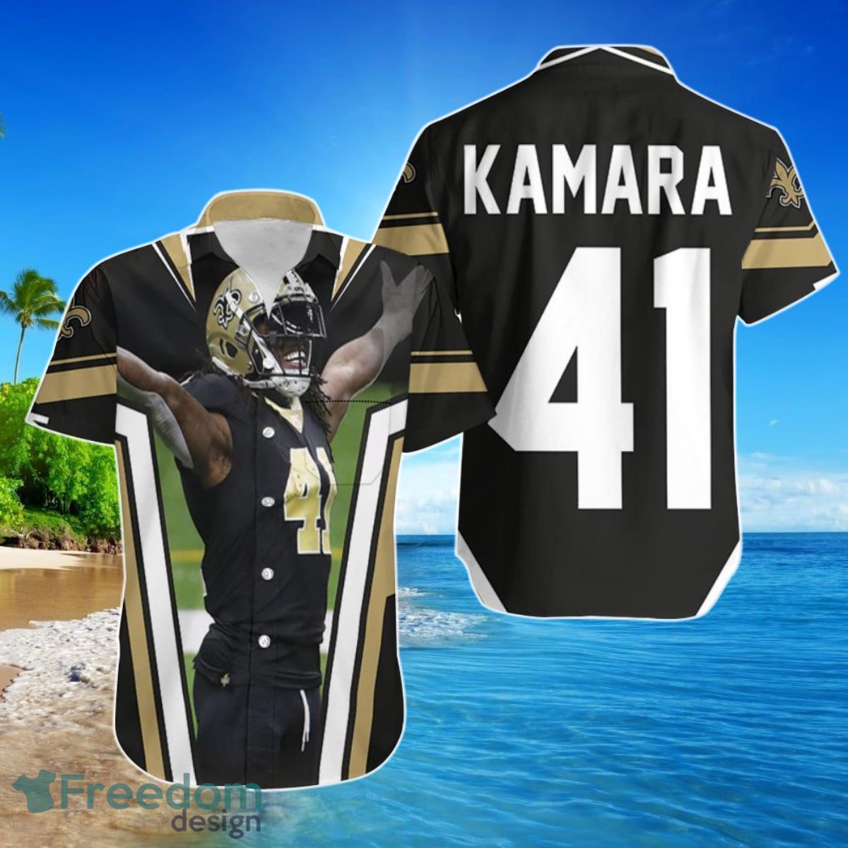 New Orleans Saints Alvin Kamara 41 Legend Hawaiian Shirt For Men Women Product Photo 1