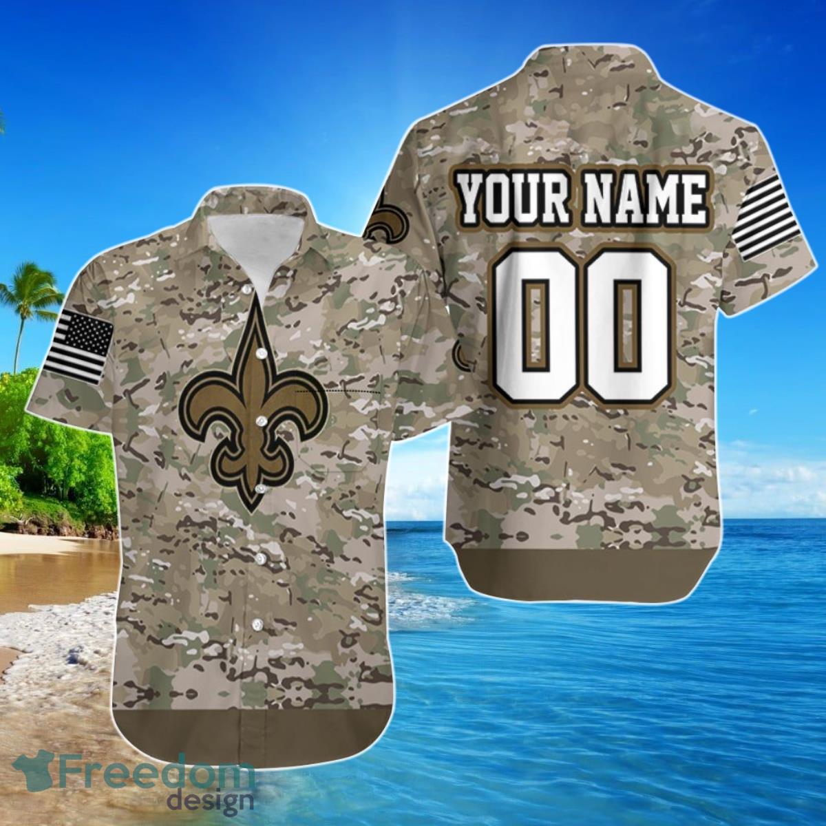 New Orleans Saints Camouflage Veteran 3D Personalized Hawaiian Shirt For Men Women Product Photo 1