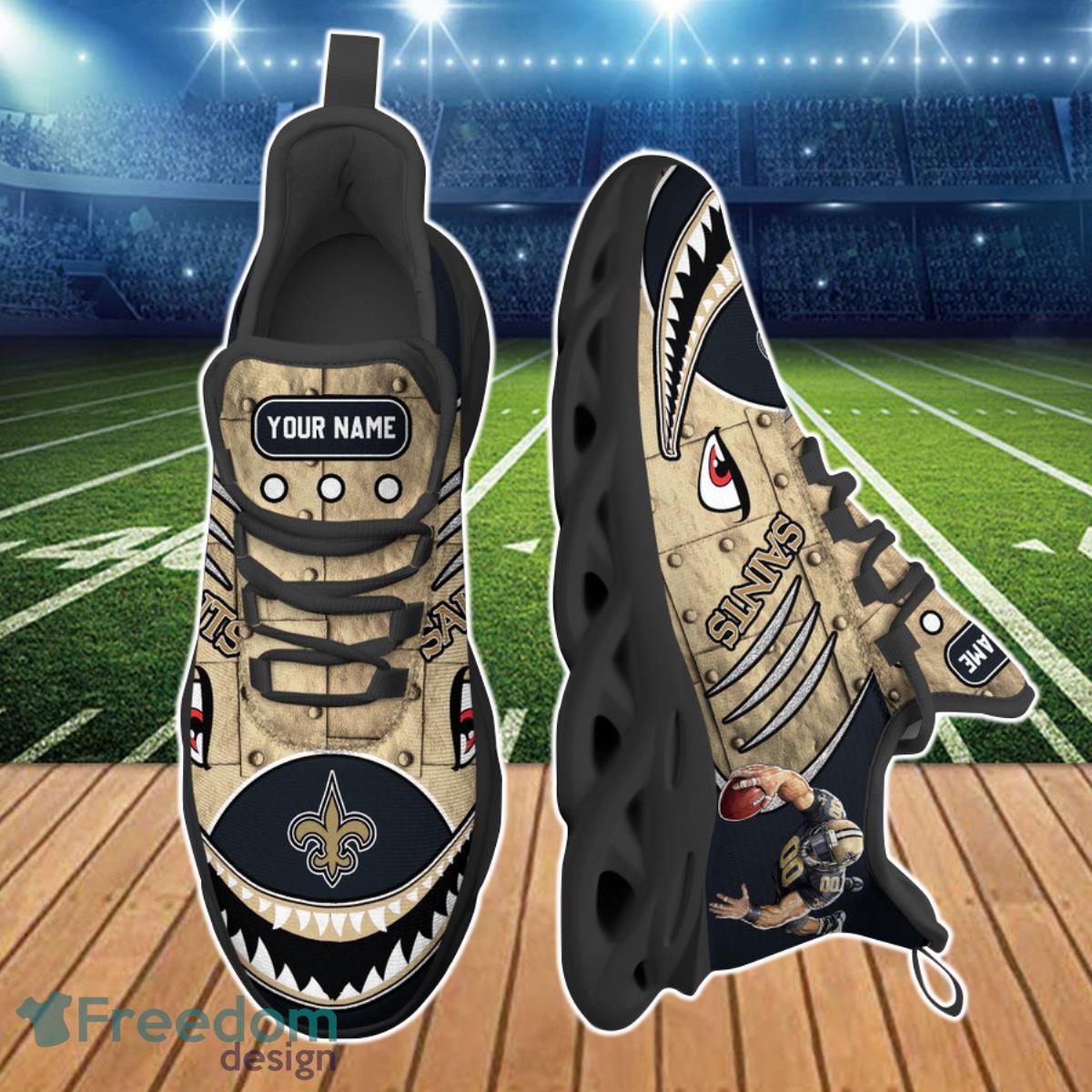 New Orleans Saints Custom Name Max Soul Sneakers Style 6 - Freedomdesign