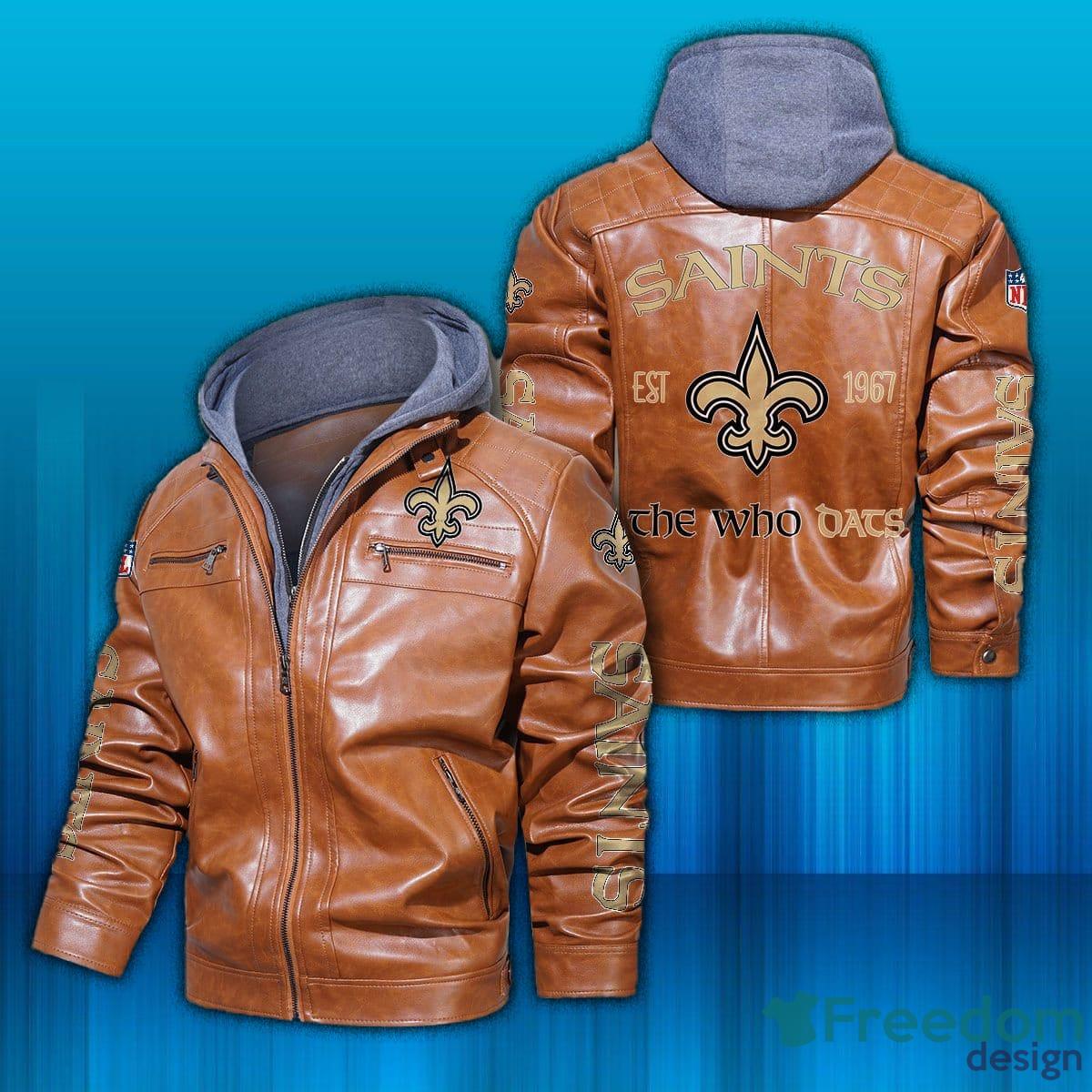 Black Cream NFL New Orleans Saints Leather Jacket