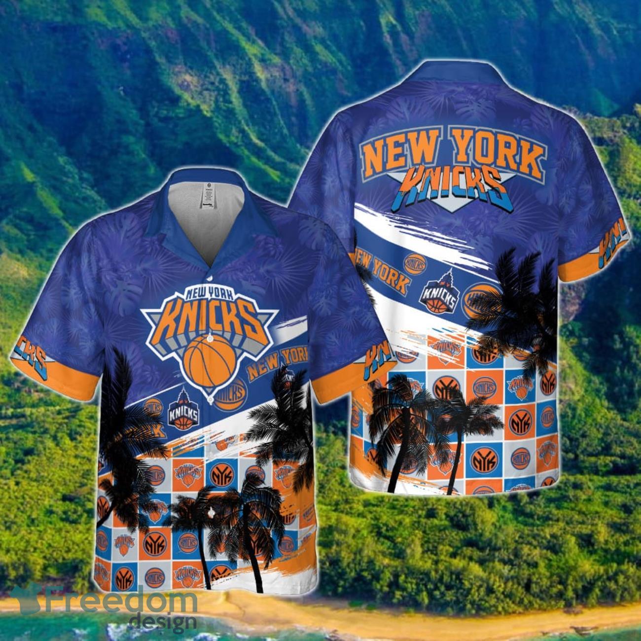 New York Knicks Hibiscus Flower And Summer Pattern Print Hawaiian Shirt Product Photo 1