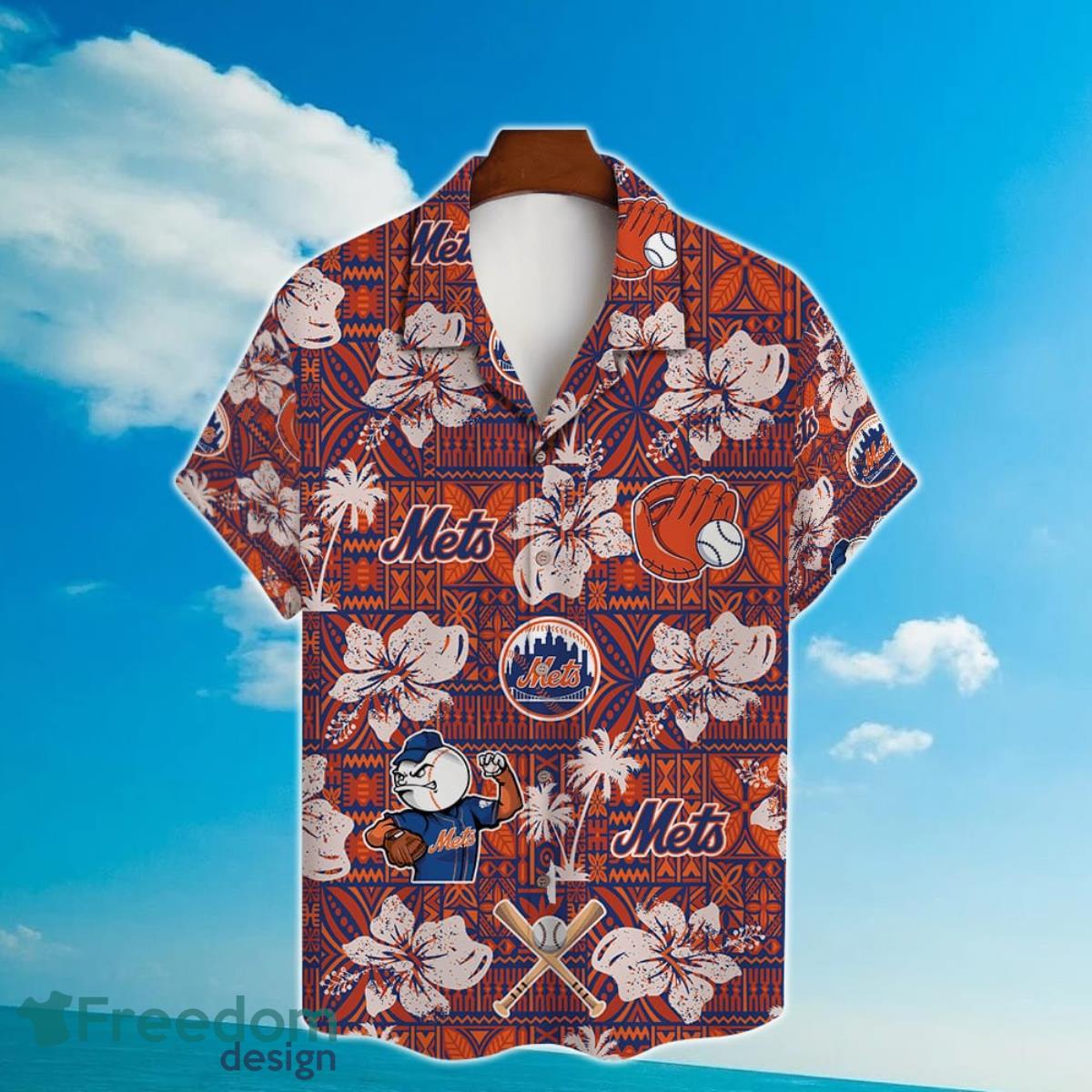 New York Mets Orange Hawaiian Shirt - Freedomdesign