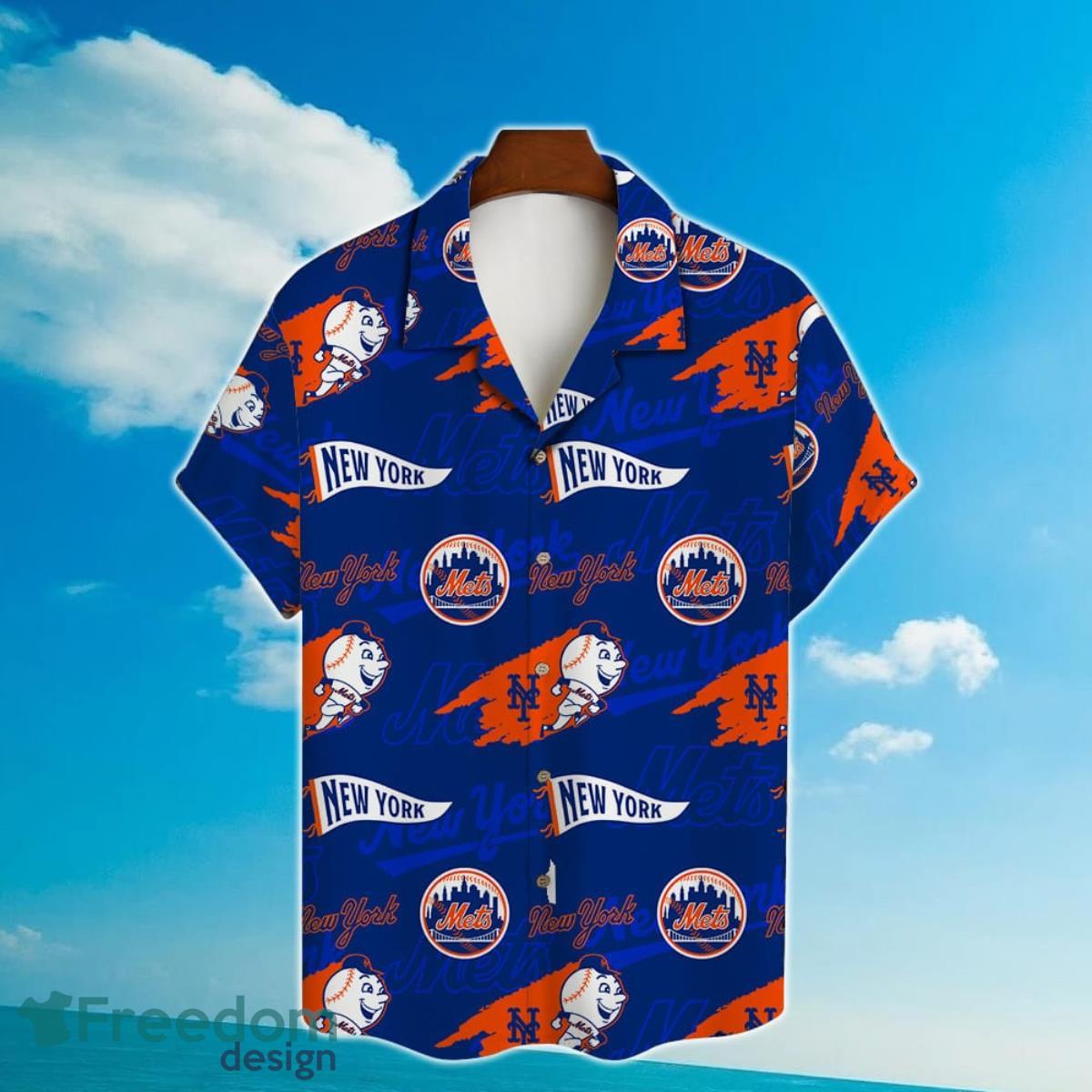 New York Mets Major League Baseball Simple Pattern 3D Print Hawaiian Shirt For Fans Product Photo 2