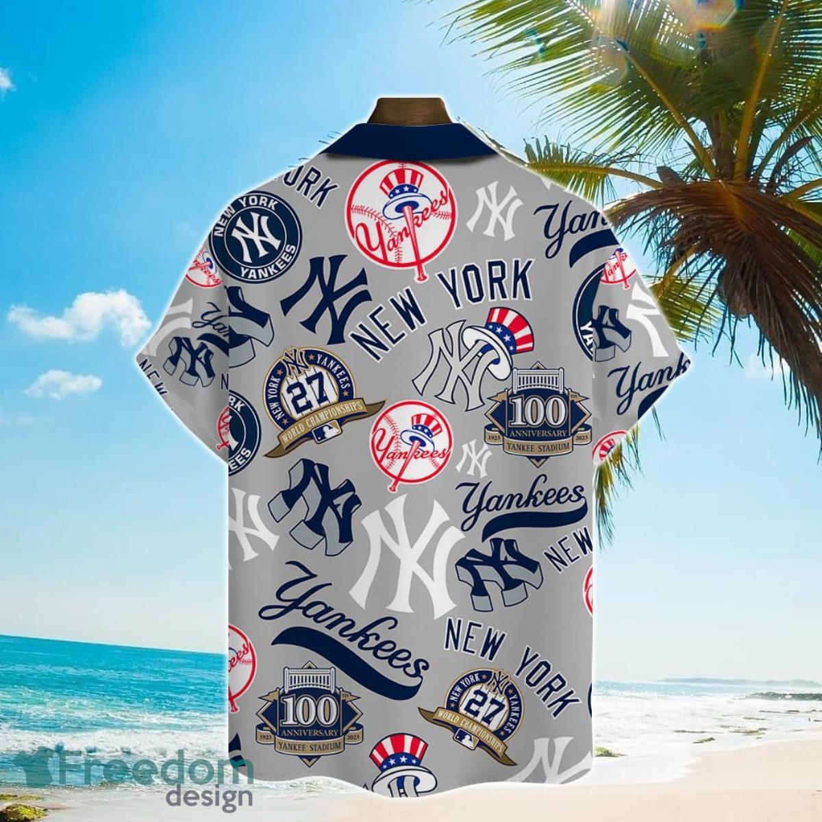 New York Yankees Major League Baseball Logo Pattern Hawaiian Shirt For  Baseball Fans