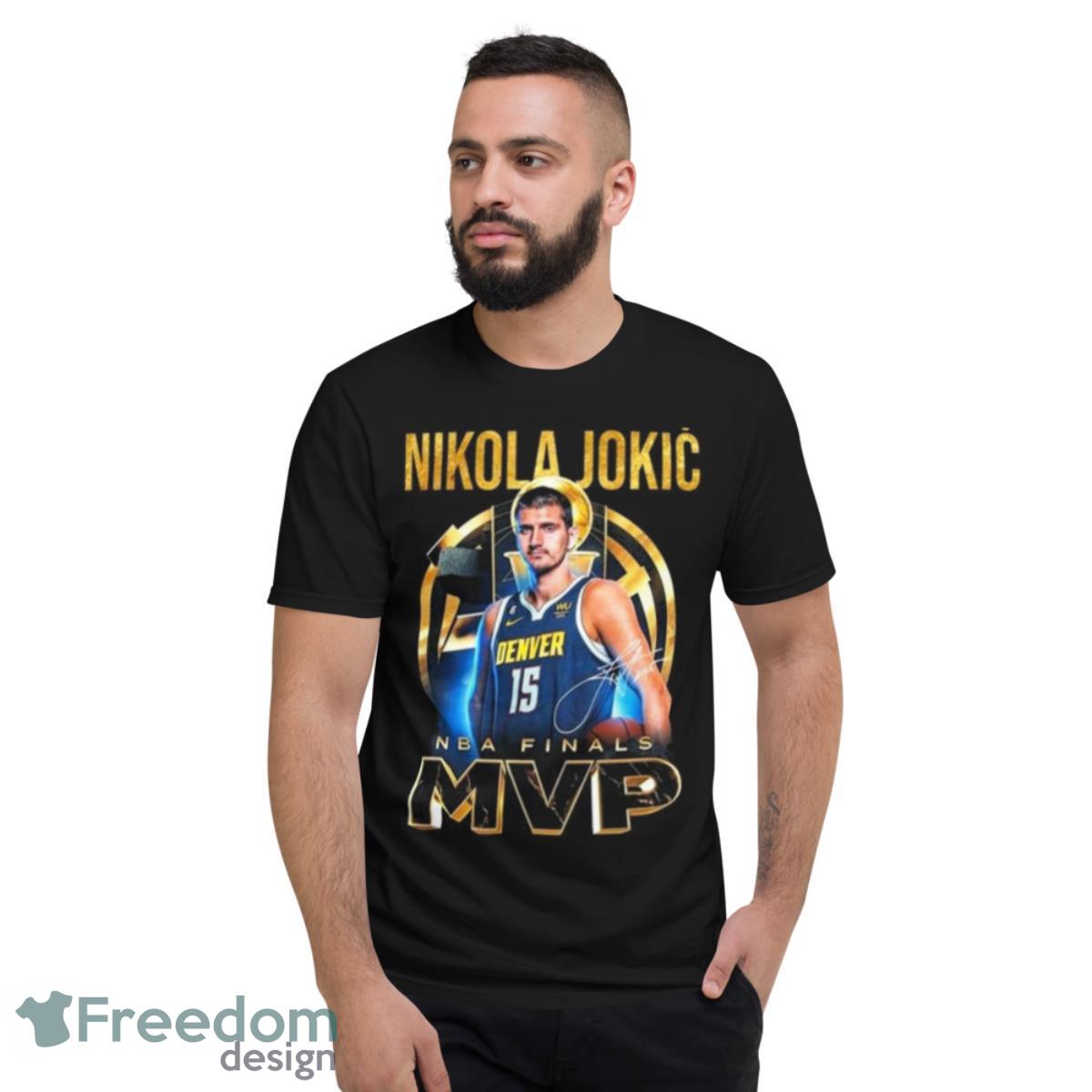 Nikola Jokic 15 NBA Finals MVP Denver Nuggets Signature 2023 Shirt - Short Sleeve T-Shirt