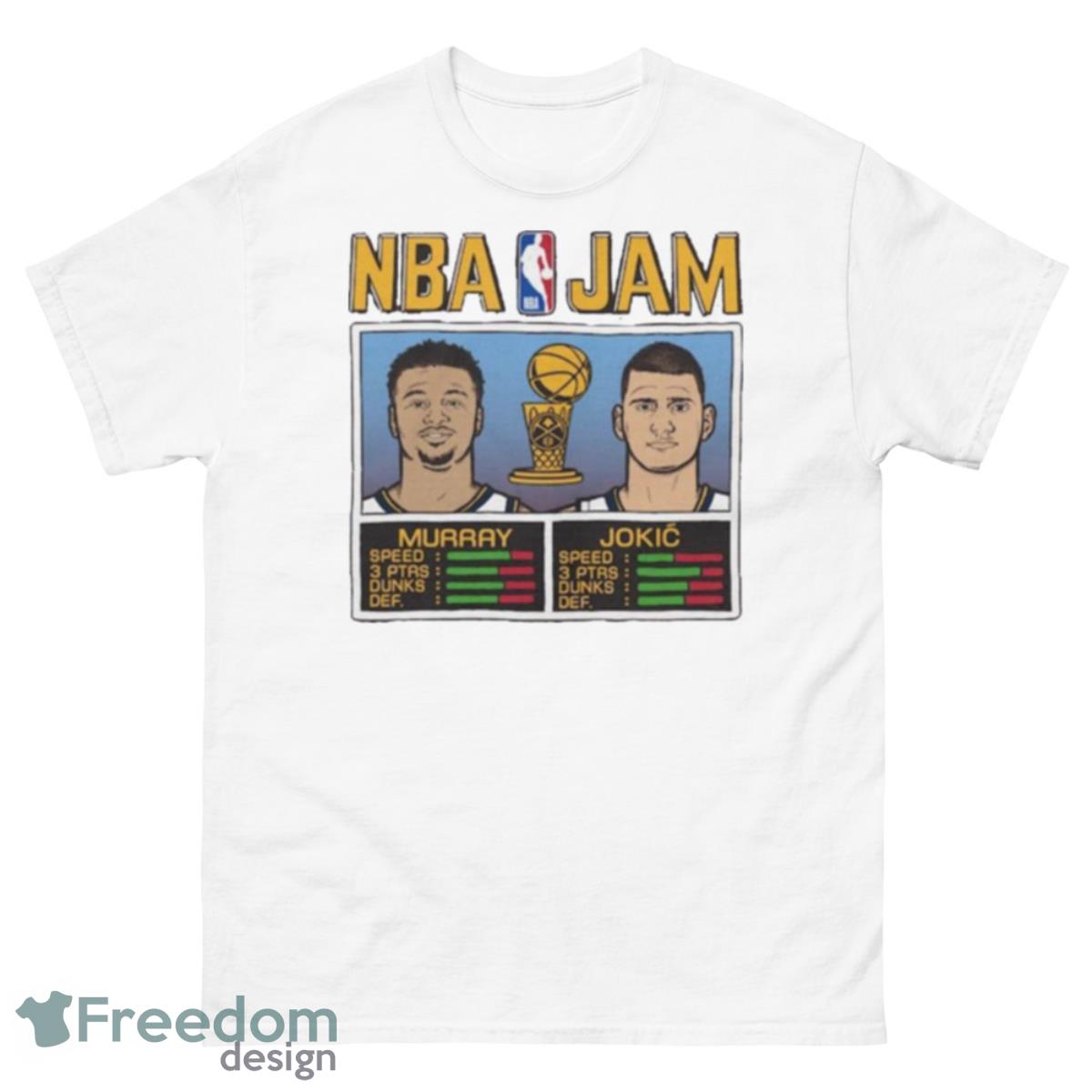 Nikola Jokic And Jamal Murray Wine Denver Nuggets 2023 NBA Finals Champions Jam Tri Blend T Shirt - 500 Men’s Classic Tee Gildan