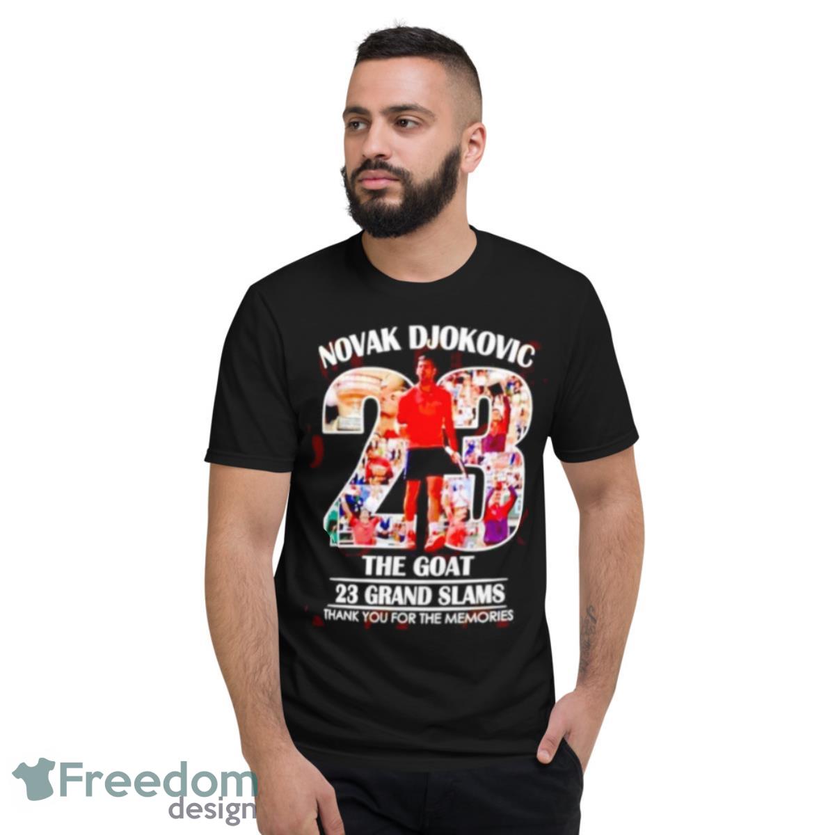 Novak Djokovic The Goat 23 Grand Slams Thank You For The Memories Shirt - Short Sleeve T-Shirt