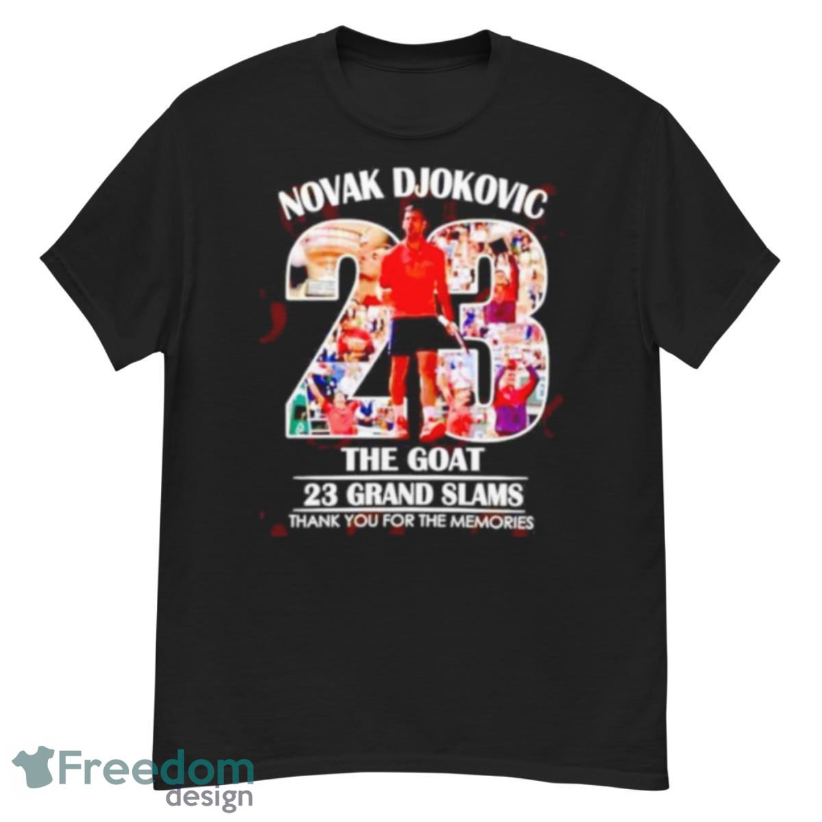 Novak Djokovic The Goat 23 Grand Slams Thank You For The Memories Shirt - G500 Men’s Classic T-Shirt