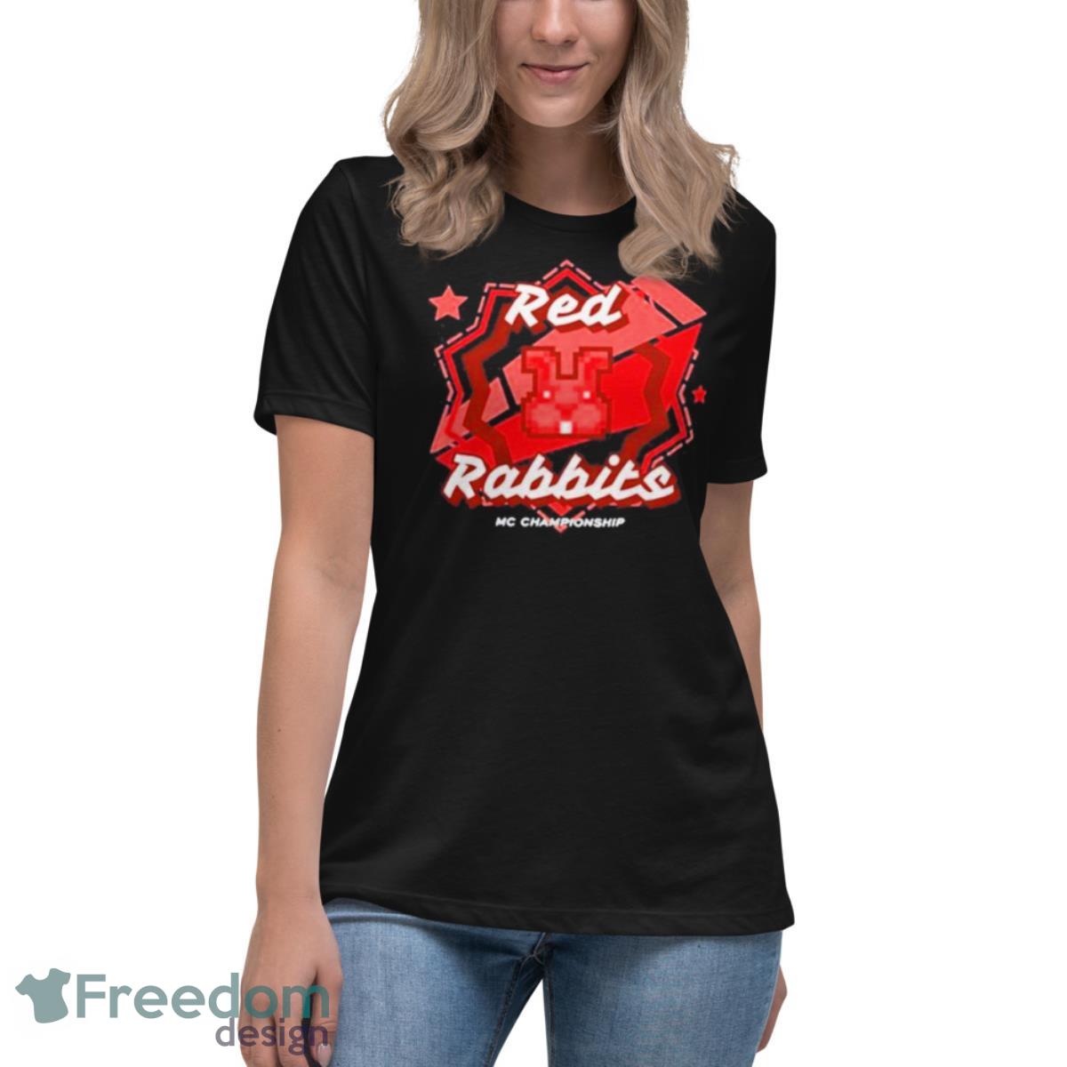 Noxcrew Red Rabbits Team Mc Championship Shirt - Womens Relaxed Short Sleeve Jersey Tee Noxcrew Red Rabbits Team Mc Championship Shirt - Womens Relaxed Short Sleeve Jersey Tee