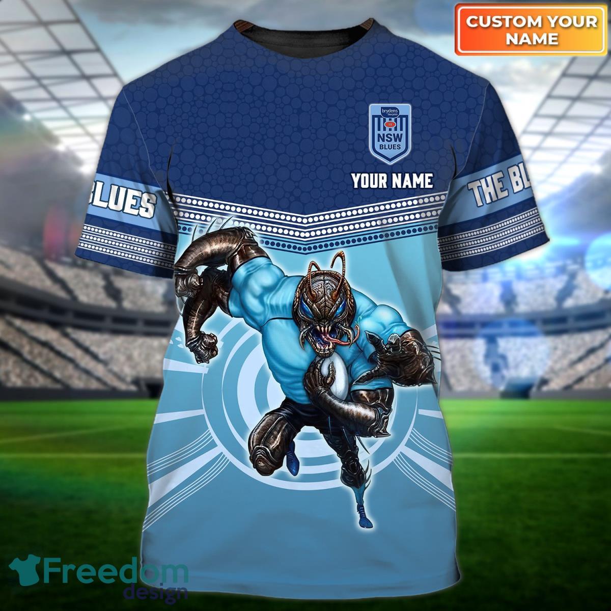 NSW The Blues Cockroaches Personalized Name 3D Tshirt Product Photo 1