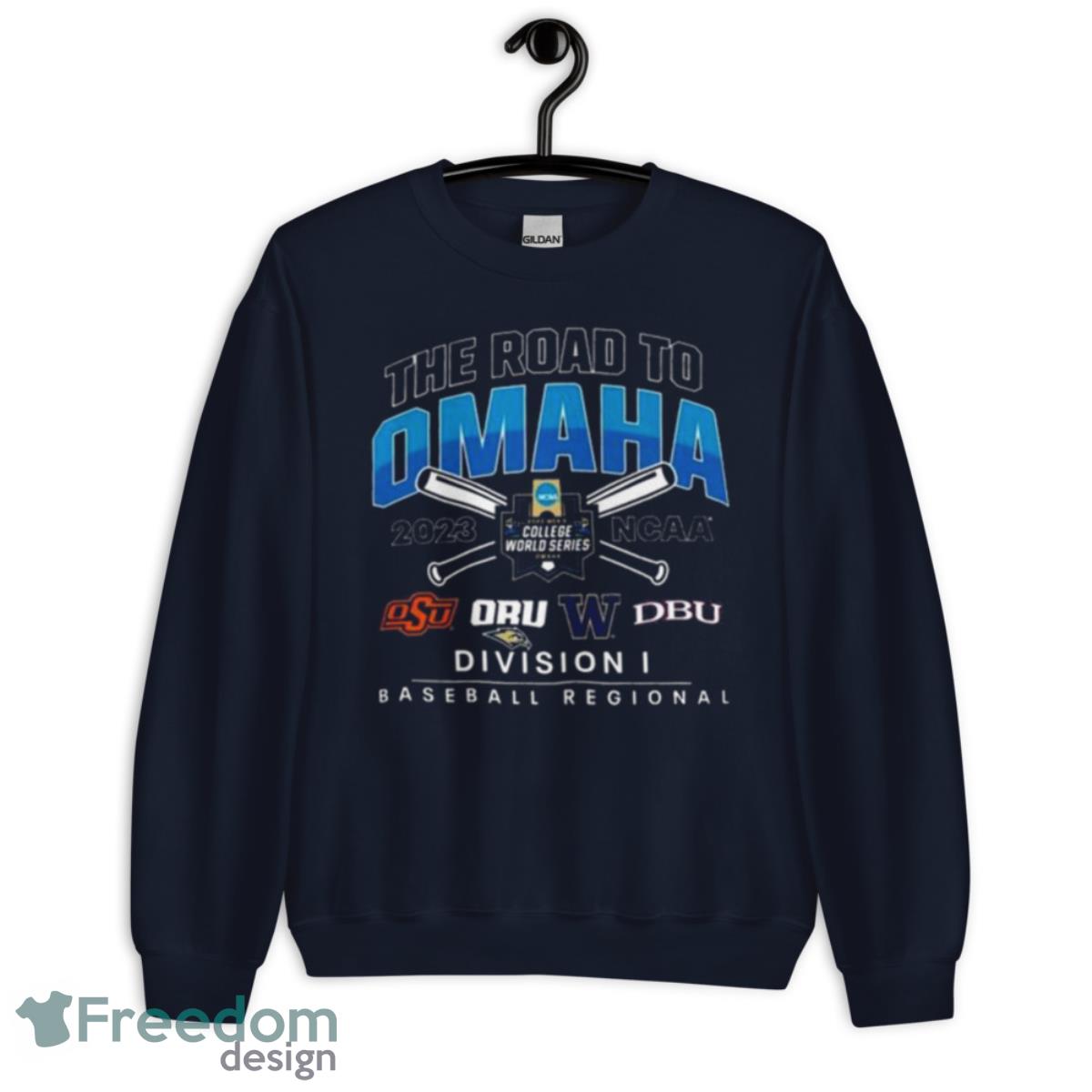 Oklahoma State 2023 NCAA DI Baseball Regional The Road To Omaha Shirt - Unisex Crewneck Sweatshirt-1