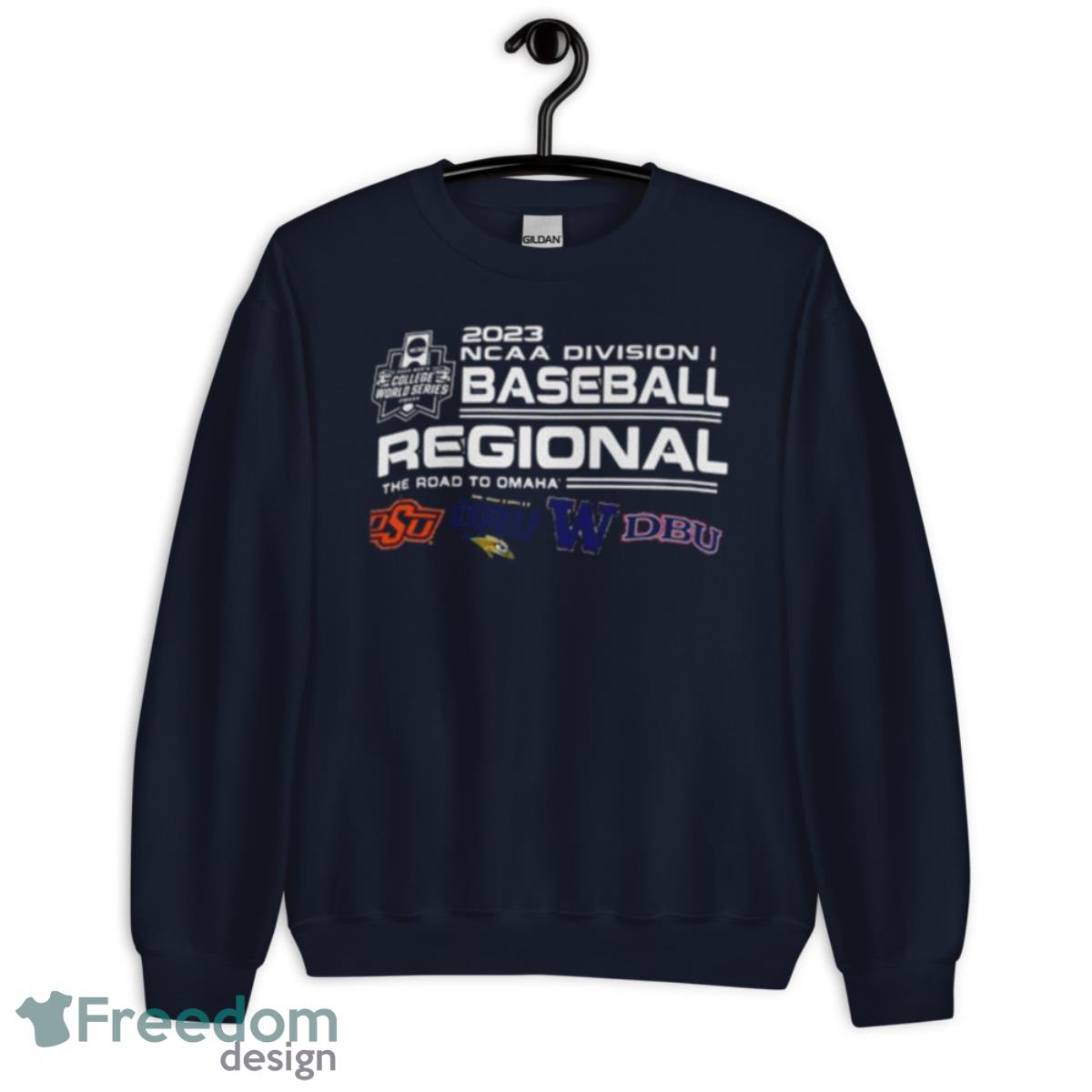 Oklahoma State The Road To Omaha 2023 NCAA Division I Baseball Regional Four Team Shirt - Unisex Crewneck Sweatshirt-1