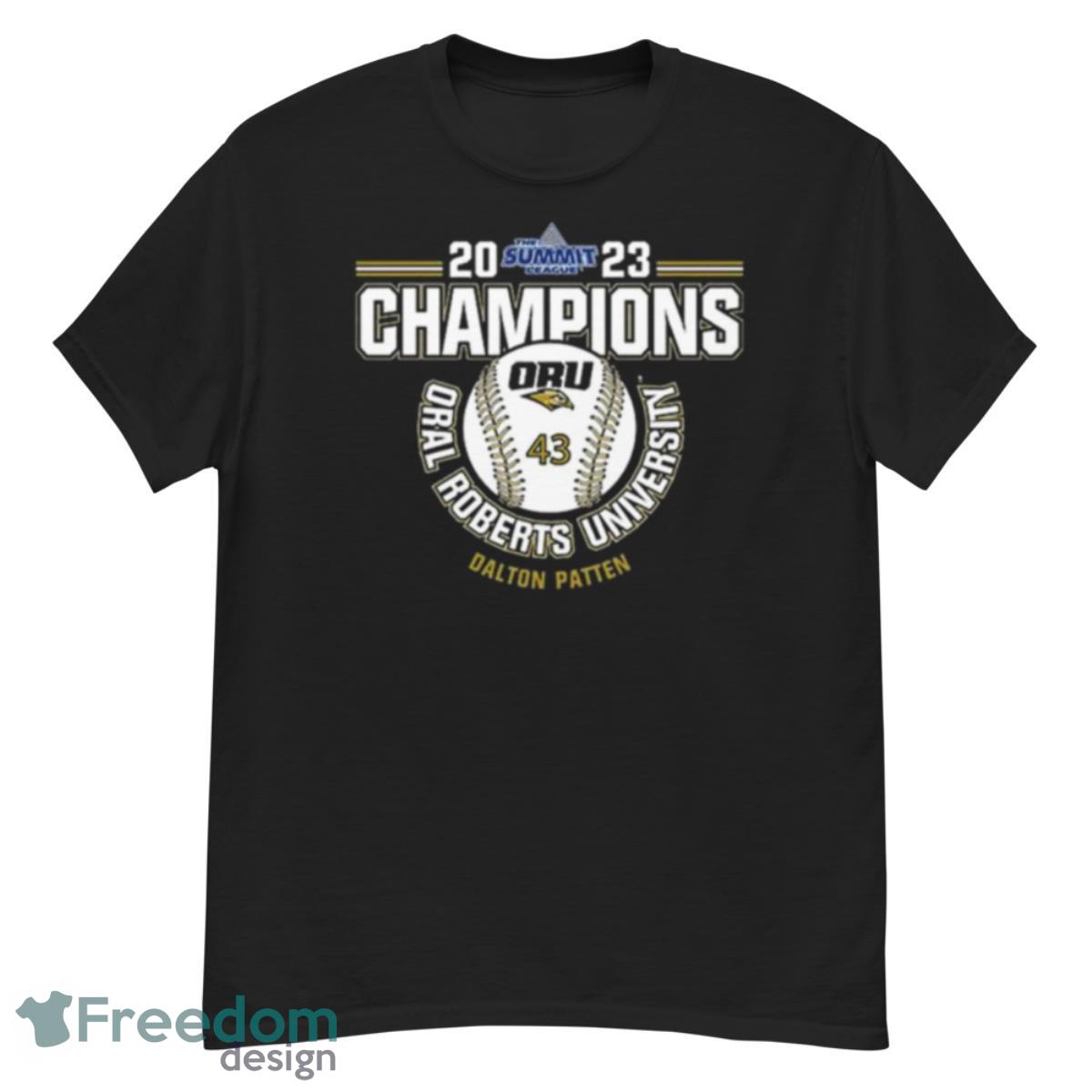 Oral Roberts University Dalton Patten 2023 NCAA Baseball Summit League Champions Shirt - G500 Men’s Classic T-Shirt