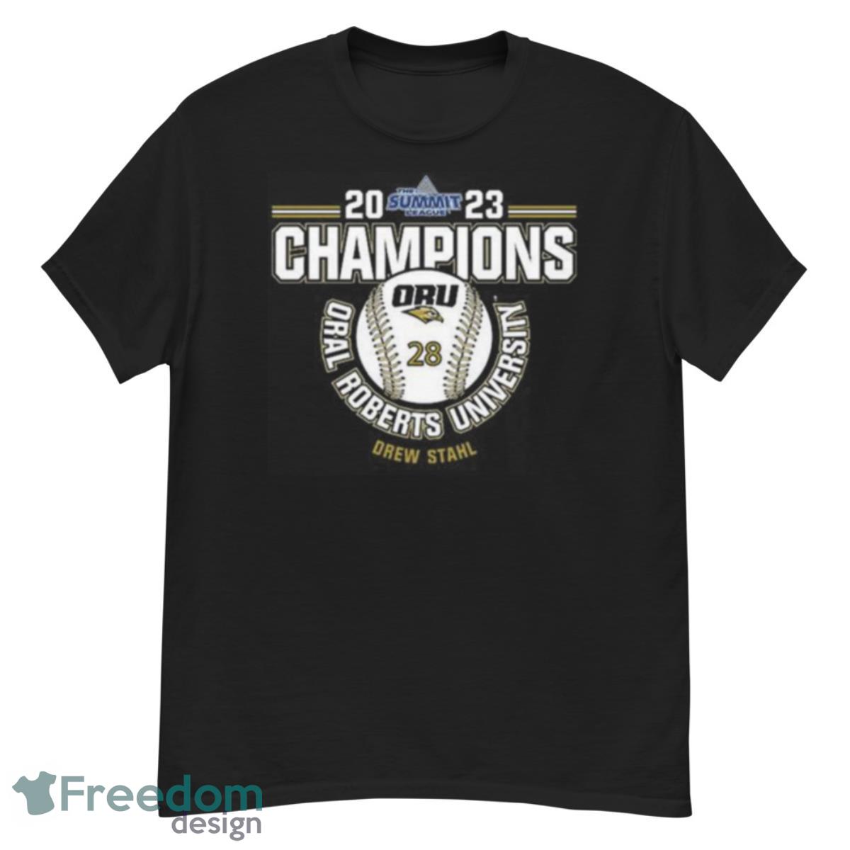 Oral Roberts University Drew Stahl 2023 NCAA Baseball Summit League Champions Shirt - G500 Men’s Classic T-Shirt