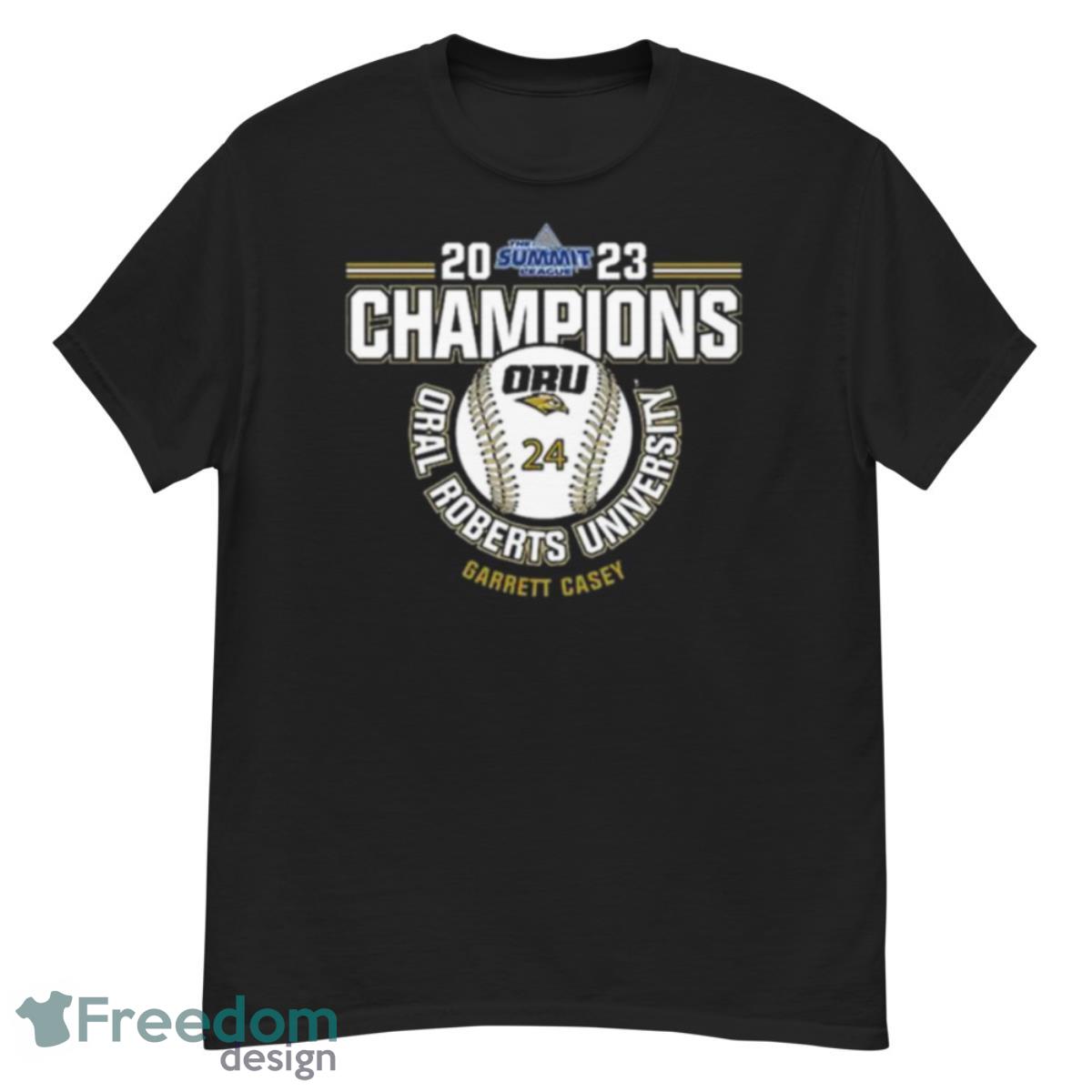 Oral Roberts University Garrett Casey 2023 NCAA Baseball Summit League Champions Shirt - G500 Men’s Classic T-Shirt