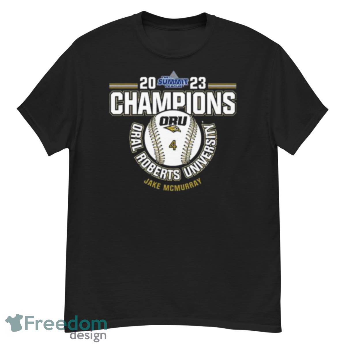 Oral Roberts University Jake McMurray 2023 NCAA Baseball Summit League Champions Shirt - G500 Men’s Classic T-Shirt