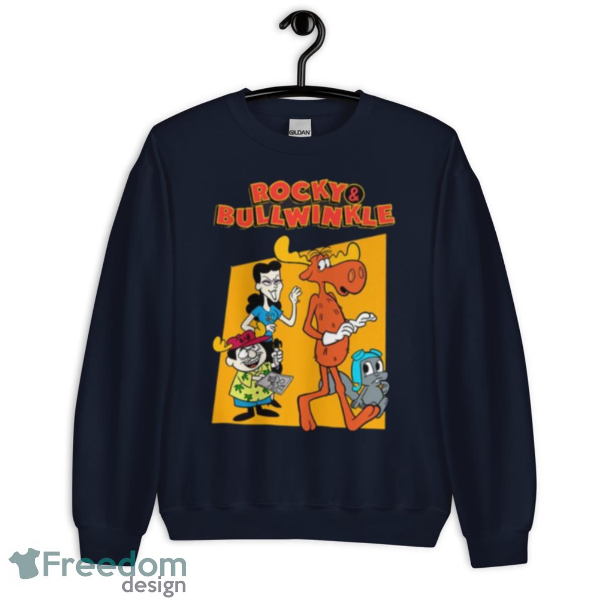 Orange Design Rocky And Bullwinkle Shirt - Unisex Crewneck Sweatshirt-1