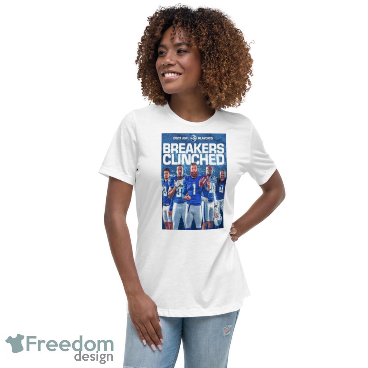 Orleans Breakers Clinched 2023 USFL Playoffs Shirt - Womens Relaxed Short Sleeve Jersey Tee Orleans Breakers Clinched 2023 USFL Playoffs Shirt - Womens Relaxed Short Sleeve Jersey Tee
