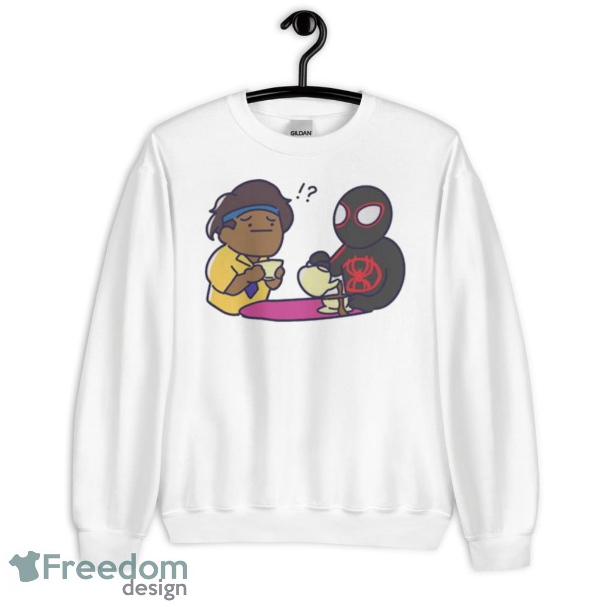 Pavitr Prabhakar and Miles Morales Chai Tea Meme Spider Man Across The SpiderVerse T Shirt - Unisex Heavy Blend Crewneck Sweatshirt
