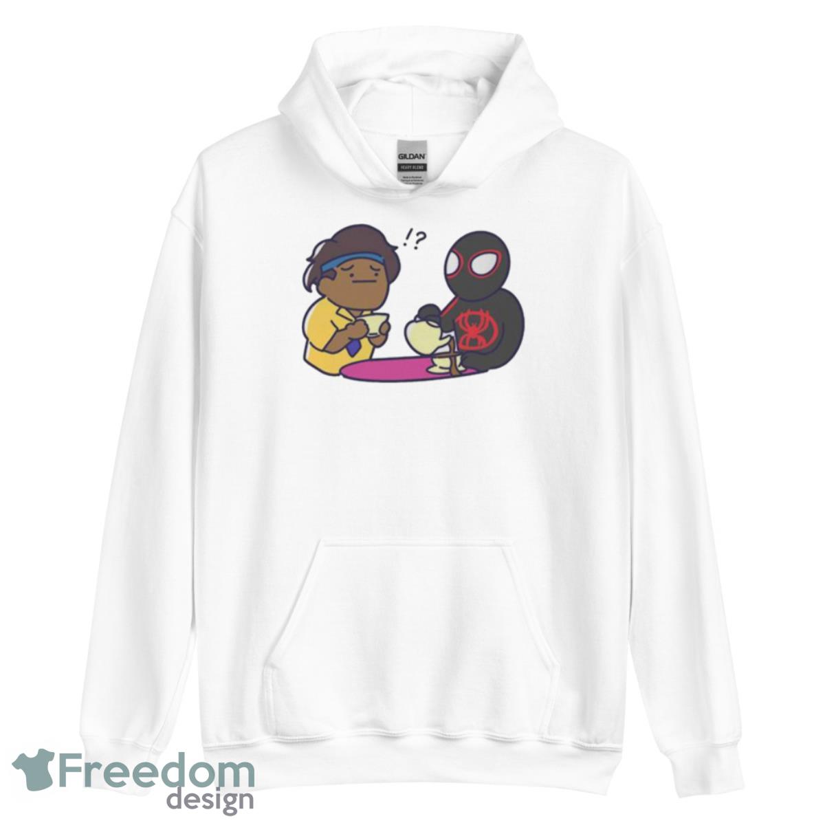 Pavitr Prabhakar and Miles Morales Chai Tea Meme Spider Man Across The SpiderVerse T Shirt - Unisex Heavy Blend Hooded Sweatshirt Pavitr Prabhakar and Miles Morales Chai Tea Meme Spider Man Across The SpiderVerse T Shirt - Unisex Heavy Blend Hooded Sweatshirt