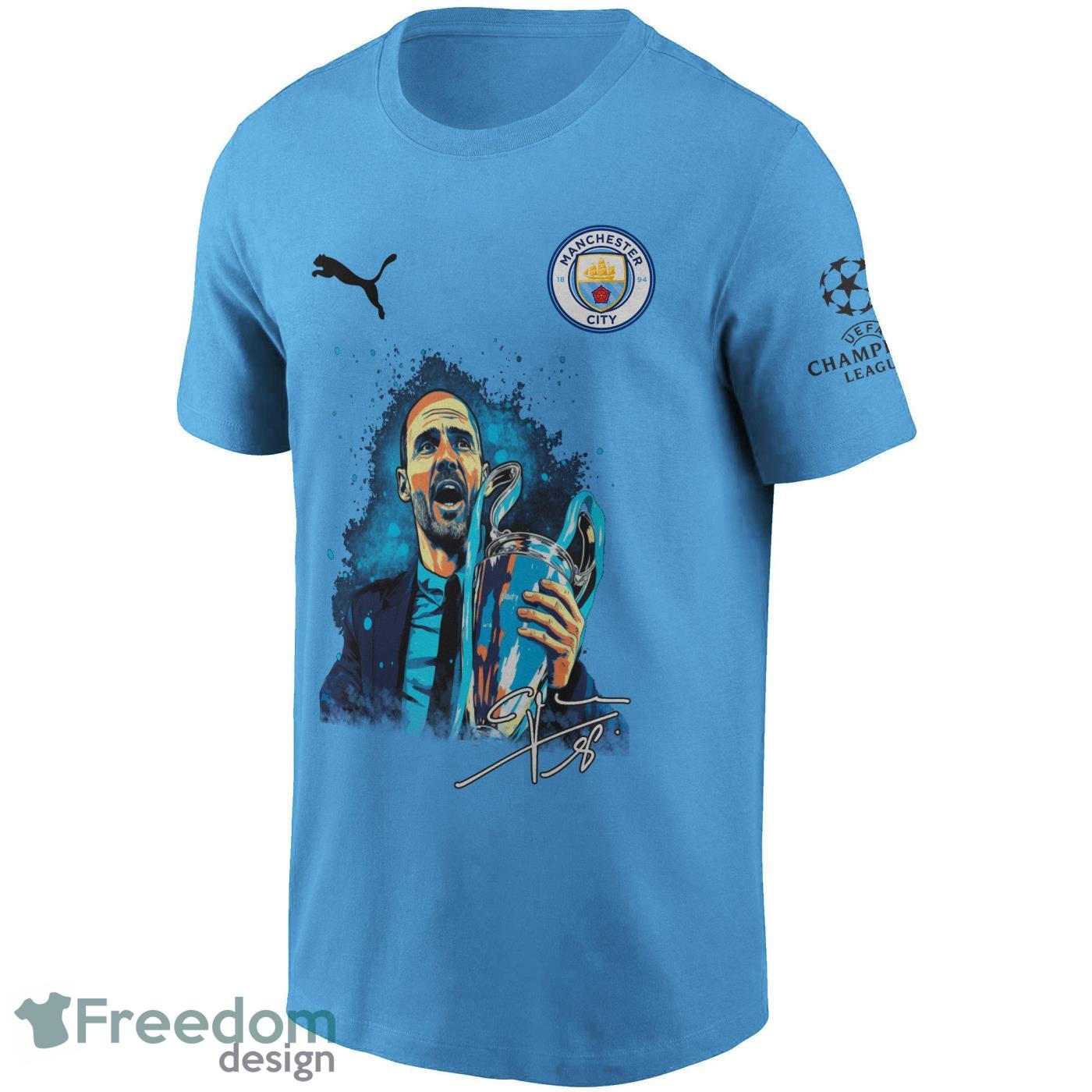 Pep Guardiola Holding Champions League Trophy Print Shirt Product Photo 1