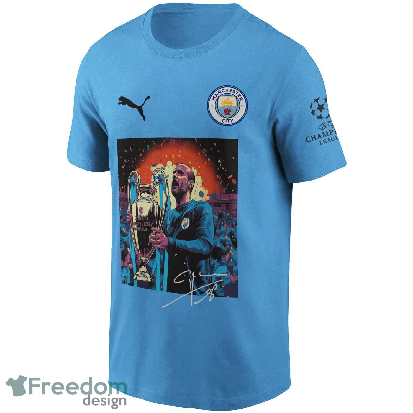 Pep Guardiola Manchester City New King Of Europe Shirt Product Photo 1