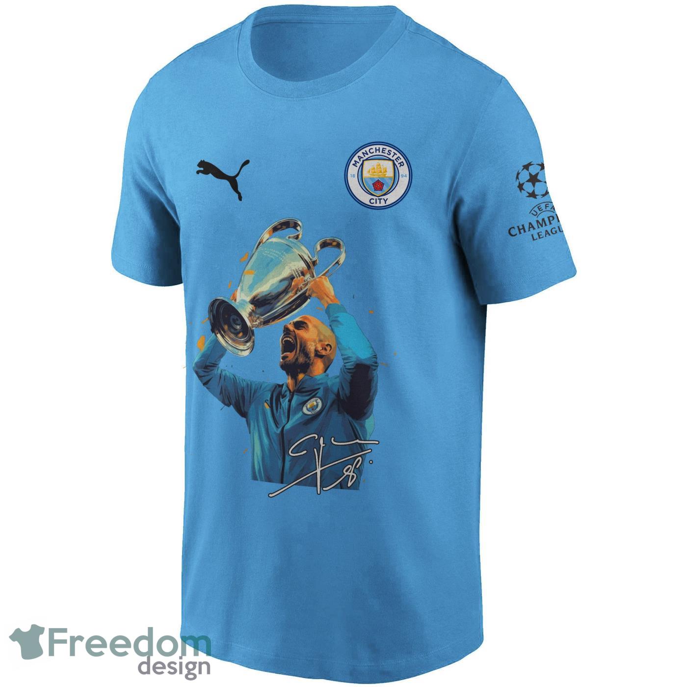 Pep Guardiola Manchester City Winning Champions League Print Shirt Product Photo 1