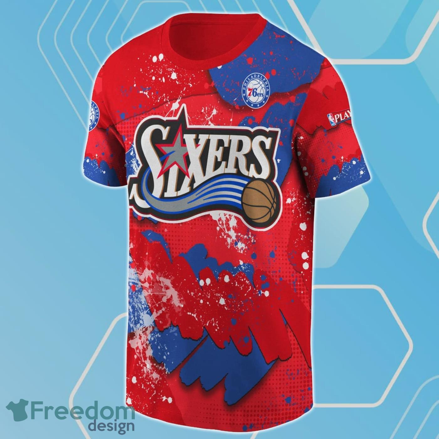 Philadelphia 76ers Sixers National Basketball Association 2023 Free Style 3D Shirt Custom Name & Number Product Photo 2