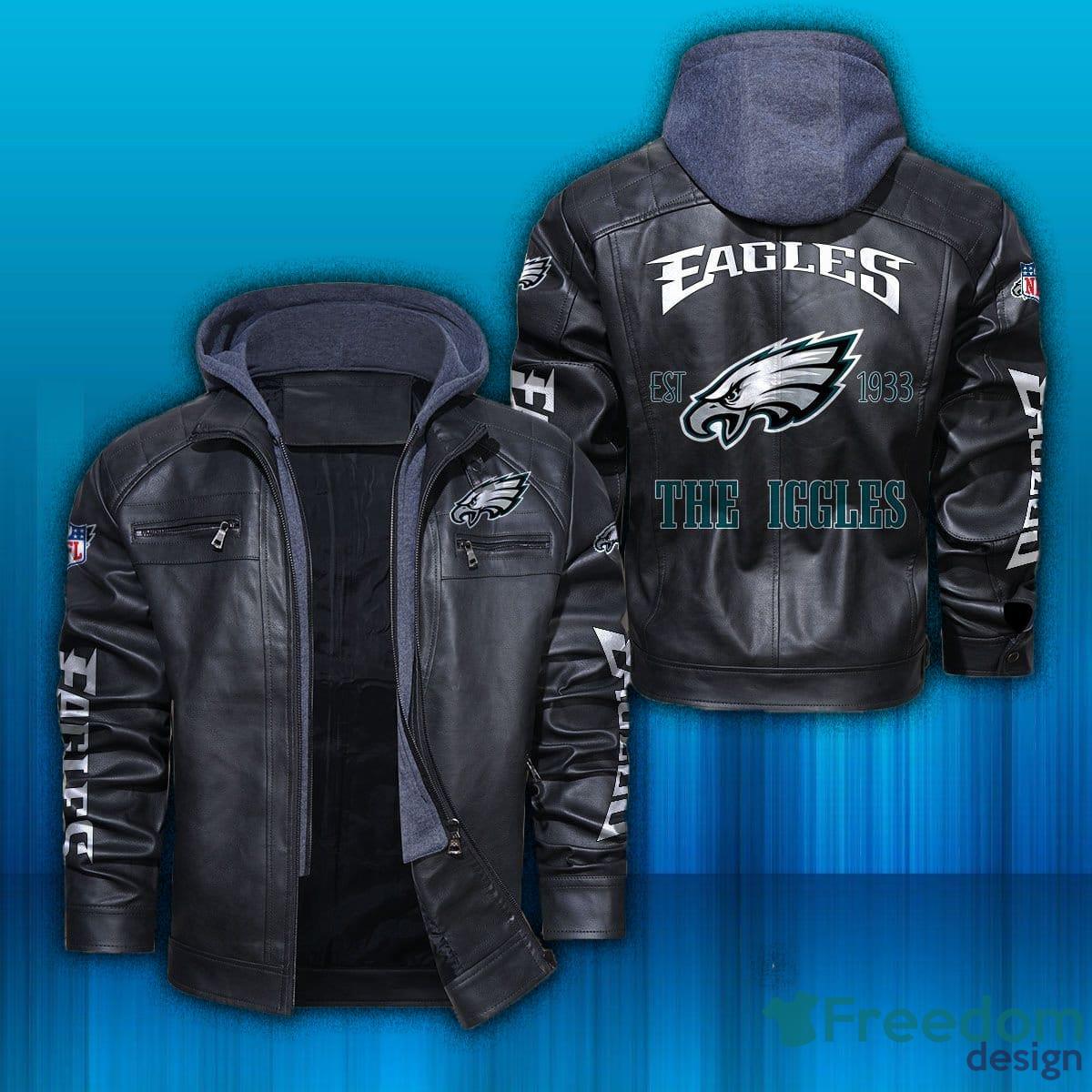 NFL Philadelphia Eagles Fans Black Brown Logo Leather Jacket For Men And  Women - Freedomdesign