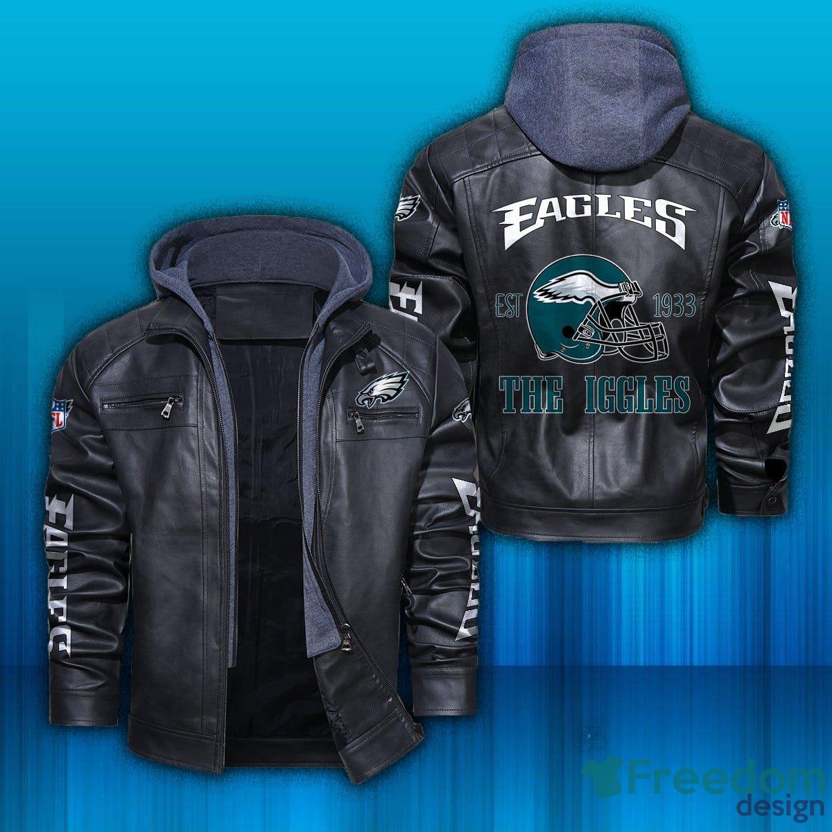 Philadelphia Eagles NFL Fans Brown Black Leather Jacket