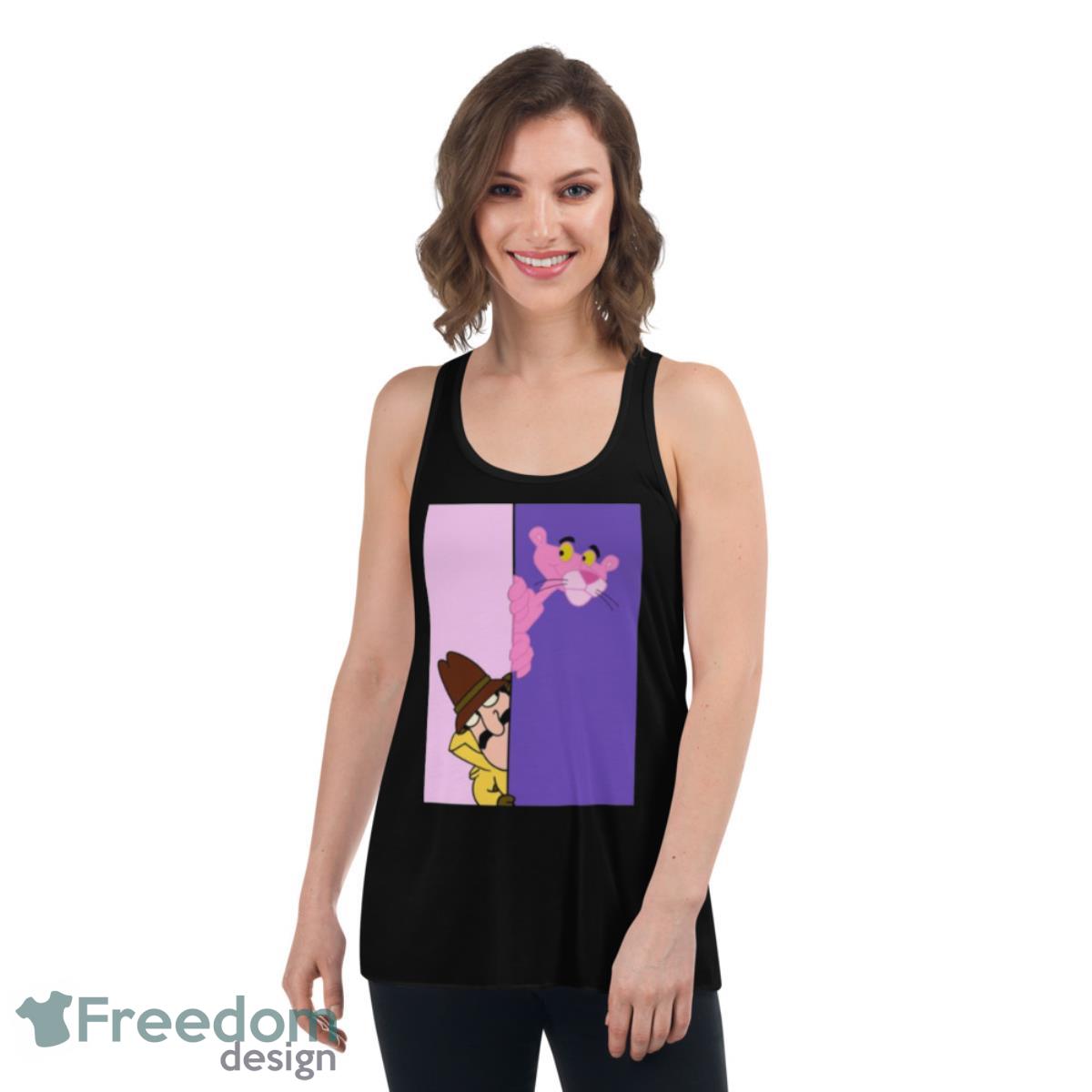 Pink Panther Graphic Cartoon Shirt - Womens Flowy Racerback Tank Pink Panther Graphic Cartoon Shirt - Womens Flowy Racerback Tank